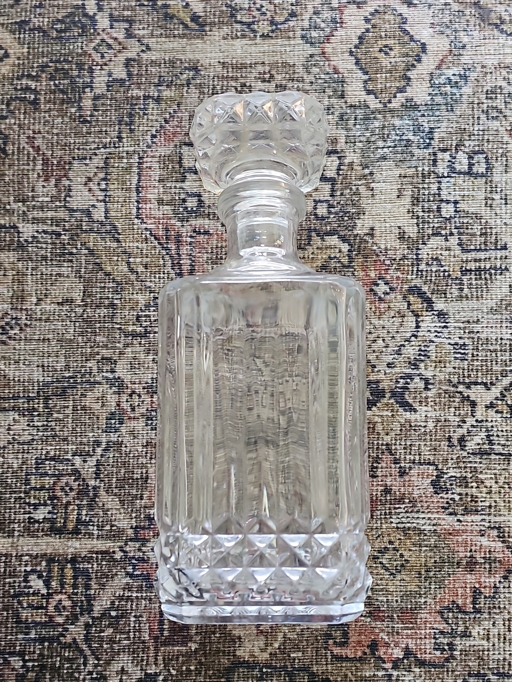 Vintage Diamond Cut Crystal Whiskey Decanter